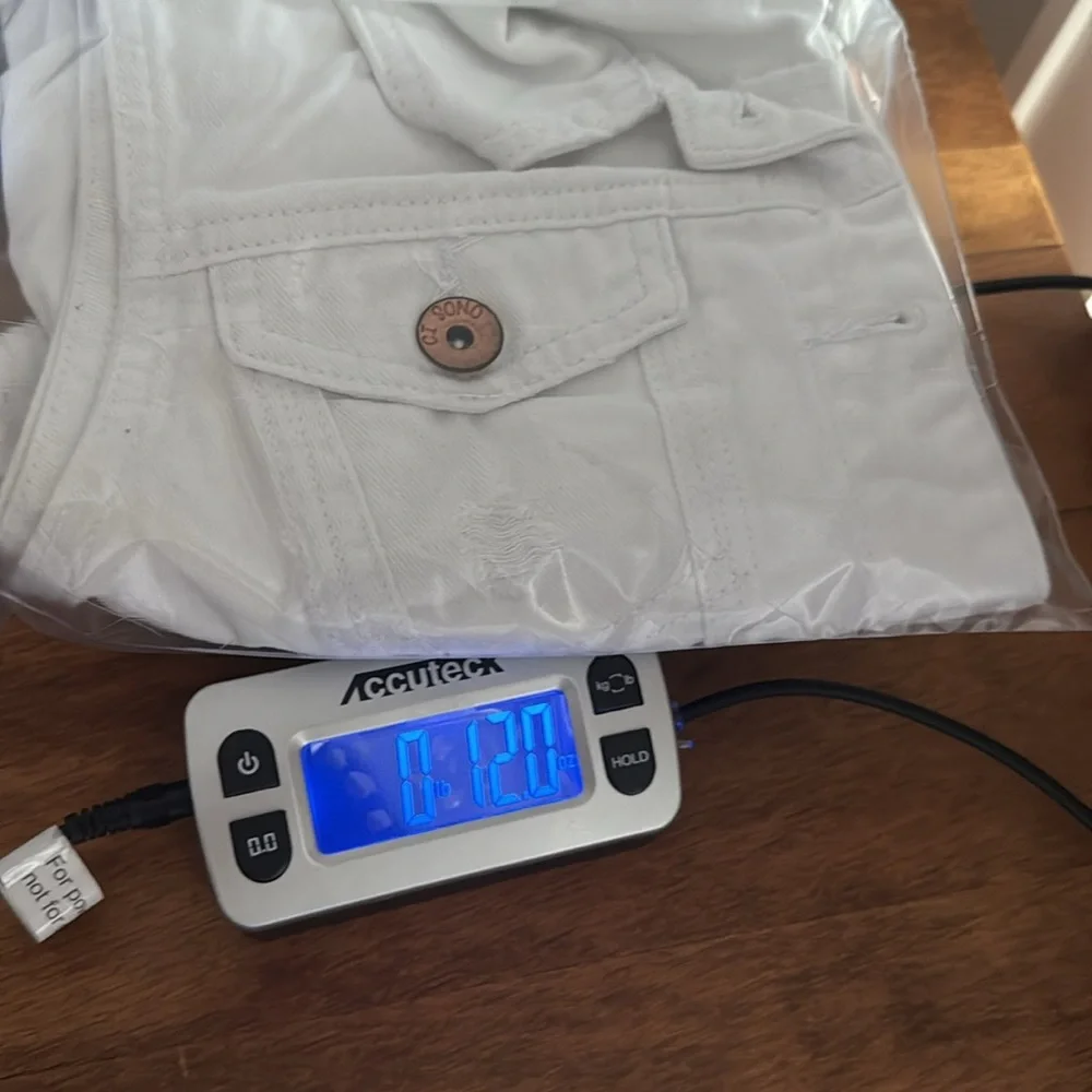 Ci Sono White Distressed Cotton Denim Jean Vest Button Details Women’s Large EUC - Picture 13 of 13